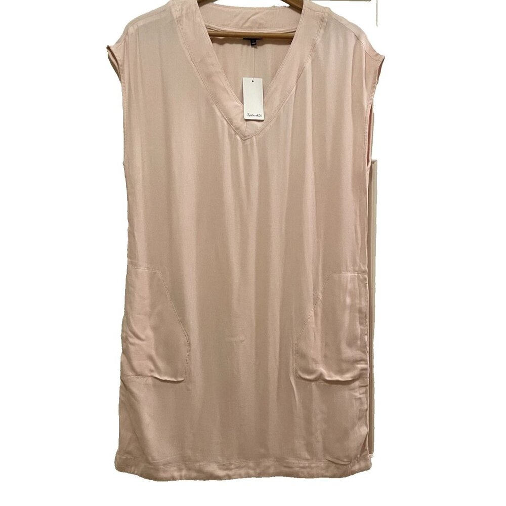 SPLENDID Light Pink Viscose Pockets Shift Shirt Dress Sz XS NWT MSRP$148
